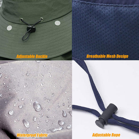 Fishing Hat for Men & Women, Outdoor Wide Brim Hat with UV Sun Protection, Face Cover & Neck Flap