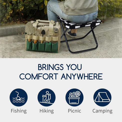 SICHCIS 1.1lbs 300lbs 10.5 Inch Collapsible Stool Camping Folding Stools: Lightweight Portable Foot Stool Load