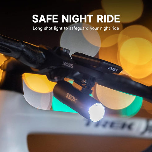 XOSS USB Rechargeable Bike Light for Night Riding, Waterproof Headlight with 5 Modes for Road, Mountain Bikes