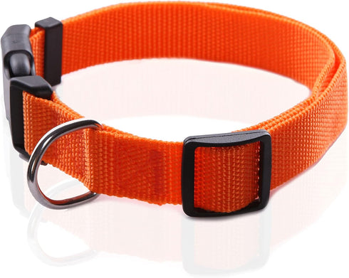 Adjustable Nylon Dog Collar for Large Medium Small Dogs, 1 Inch 3/4 Inch 5/8 Inch Wide (L(1" x 16-23"), ORANGE)