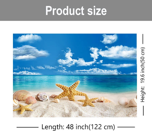 Fish Aquarium Background Poster with Starfish, Blue Sky, Beach, Shell, Seaweed (19" x 48")