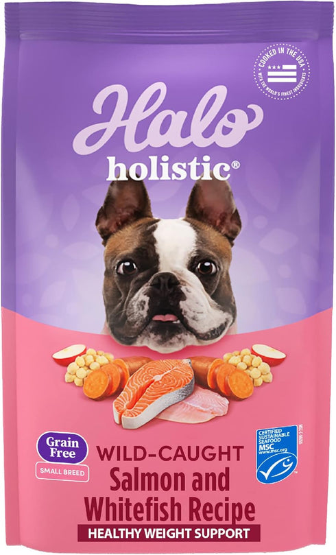 Halo Purely for Pets Holistic Dog Food, Complete Digestive Health Wild-Caught Salmon and Whitefish, 3.5 lb Bag
