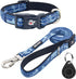azuza Reflective Dog Collar and Leash Set, Blue Camo Padded Collar with Matching Clip Handle Leash for Small Dogs
