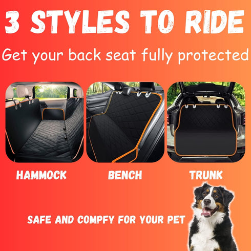 Dog Car Seat Cover - Durable Waterproof Hammock for XL Cars, SUVs & Trucks, Scratchproof Protection Against Dirt and
