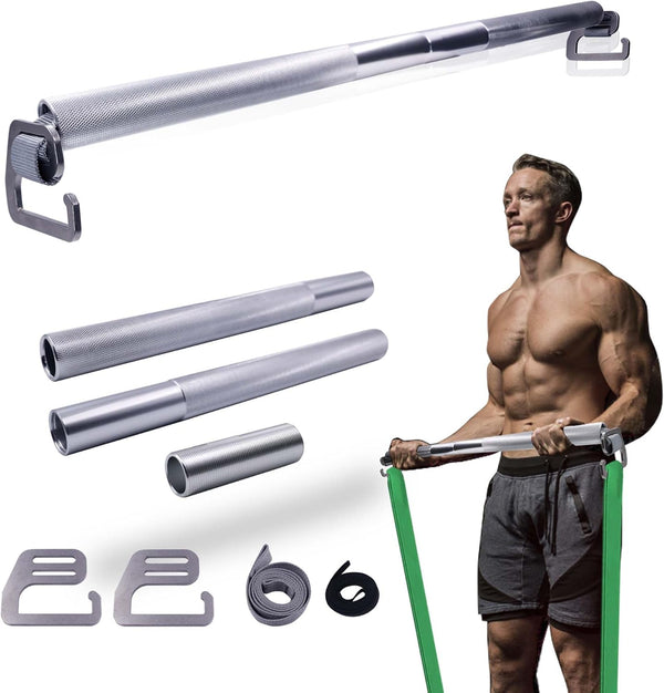 J Bryant Fitness Resistance Band Exercise Bar – Large Hook Heavy Duty Bar for Workouts