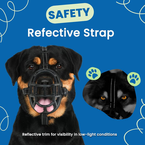 BARKLESS Dog Muzzle - Soft Basket Silicone Muzzle for Dogs, Breathable Cage Mouth Cover for Training