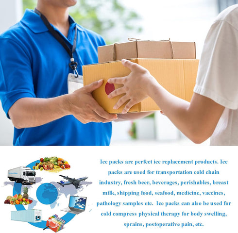Packs Frozen Dry Ice for Shipping Food, Reusable Cold Ice Sheets for Coolers, Lunch Bag, Flexible Long-Lasting Ice