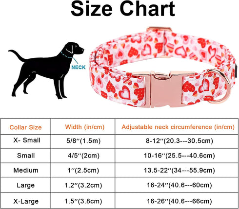 Maca Bates Valentines Dog Collar, Comfortable Soft Heart Collar with Metal Buckle, Adjustable for Small Medium Large Dog