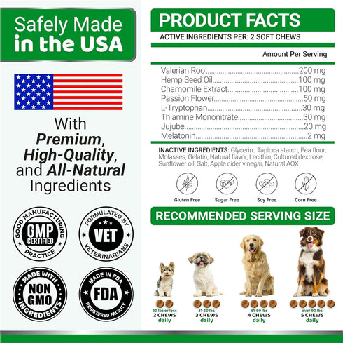 YUMA'S (2 Pack) Hemp Calming Chews for Dogs, Advanced Dog Calming Treats, 340 Chews for Anxiety Relief and Stress