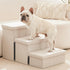 Love's Cabin 3-Step Dog Stairs with Storage, Adjustable Foldable Ramp for Small Medium Large Dogs, Beige