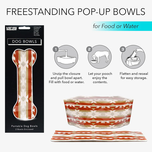 MODGY Collapsible Dog Food Bowl Dish, Reusable, Portable Container, Pack of 2