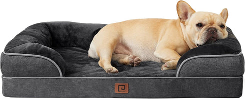 EHEYCIGA Orthopedic Dog Bed for Medium Dogs, Waterproof Memory Foam Couch Bed with Washable Cover, Dark Grey