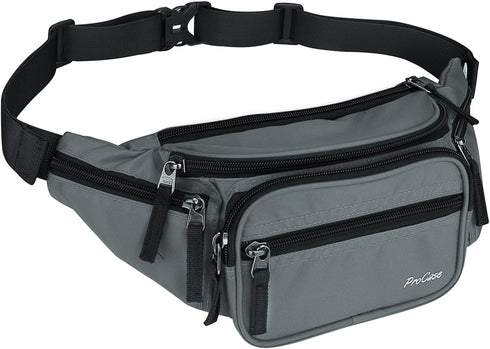 ProCase Fanny Pack Waist Packs for Men Women, Hip Pack for Travel Hiking Running Outdoor Sports - Grey