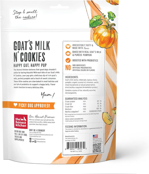 The Honest Kitchen Goat's Milk N' Cookies, Slow Baked with Pumpkin, 8 oz Bag