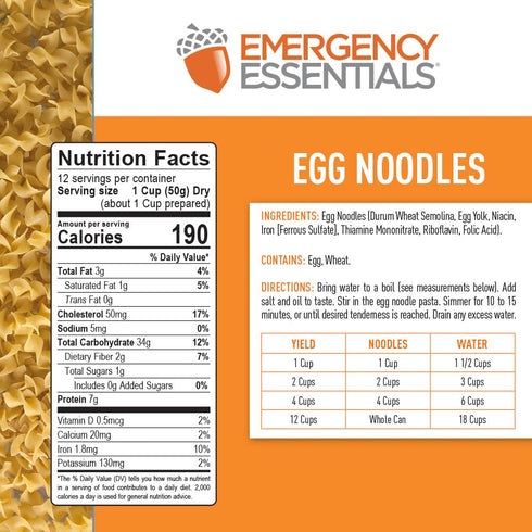 #10 11 30-Year Emergency Essentials Egg Noodle Pasta Can | Long Term Emergency Food Supply | Shelf Stable Survival Meal