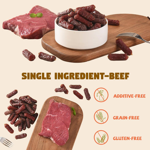 Dogs,10.58 oz Soft Beef Sausage Dog Treats, Slow Roasted Beef Jerky for Dogs High Protein Low Fat, Grain-Free