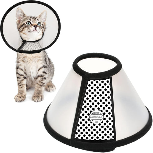 Depets Adjustable Recovery Pet Cone E-Collar for Cats, Kittens, and Rabbits, Neck Girth 6.1 in