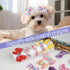 Chenkou Craft 100pcs Random Puppy Yorkie Dog Hair Bow with Rubber Band, Rhinestone Pet Grooming Accessories, Mix Colors