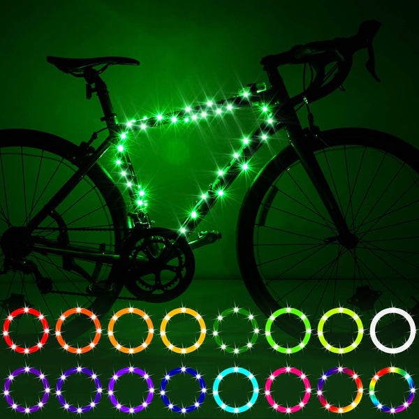 Waybelive LED Bike Frame Lights, Remote Control Bicycle LED Light, 16 Color Change, Waterproof, Super Bright (1 Tire,