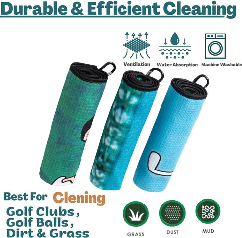 Funny Golf Towel, Printed Towels for Golf Bags with Clip, Birthday Gifts for Golf Fan - Just Tap It In