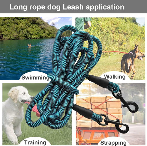 BTINESFUL Tie-Out Check Cord Long Rope Dog Leash, 8ft 12ft 20ft 30ft 50ft for Large Medium Small Dogs