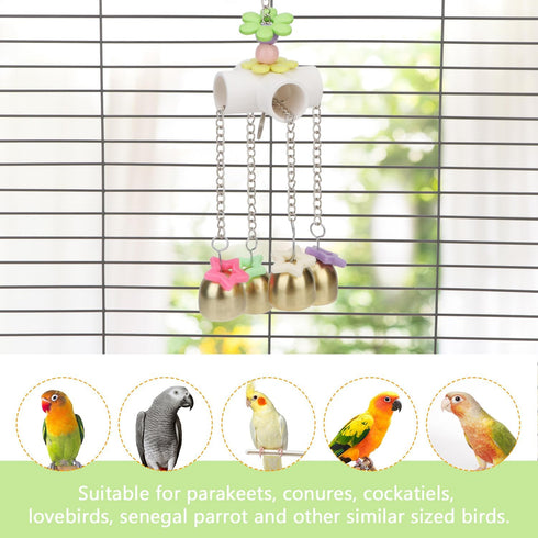 Bird Parrot Bells Toy, Sweet Sound for Budgie Parakeet Cockatiel Conure African Grey Lovebird