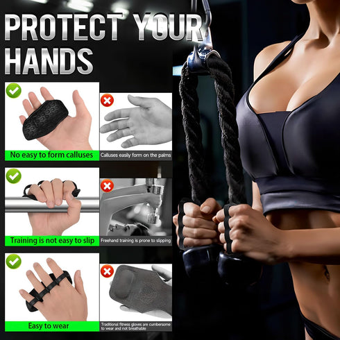 Workout Gloves for Men and Women,Anti-Slip Workout Grips,Rubber Gym Grips Pads for Palm Protection with Storage