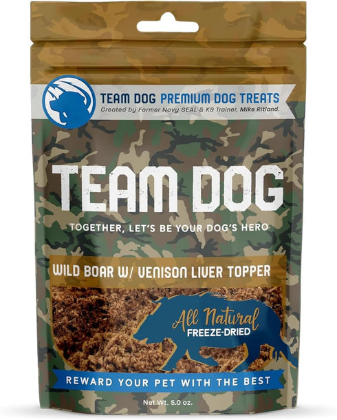 Freeze Dried Raw Dog Food Topper | Wild Boar & Venison Liver Seasoning | 5 Oz Wet & Dry Toppers for Picky Eaters