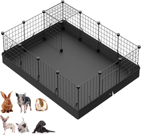 LANGXUN 16pcs Small Animal Playpen with Waterproof Mat, Pet Playpen, Rabbit Guinea