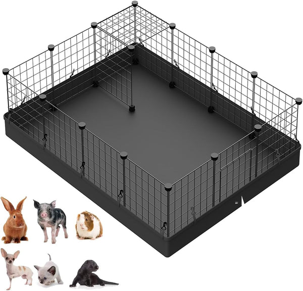LANGXUN 16pcs Small Animal Playpen with Waterproof Mat, Pet Playpen, Rabbit Guinea