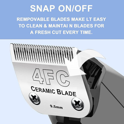 2PC 4FC Detachable Pet Clipper Replacement Blades, Compatible with Andis, Oster A5, Wahl KM Series