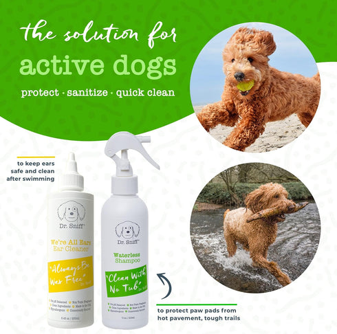 Dr. Sniff Waterless Pet Shampoo Spray - No Rinse Cleansing Treatment for Dog & Cat Hair, 7.1 Oz