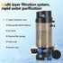 AQQA Aquarium Fluidized Moving Bed Filter, Media Submersible Sponge Filter with Air Stone, Ultra-Silence Air Pump