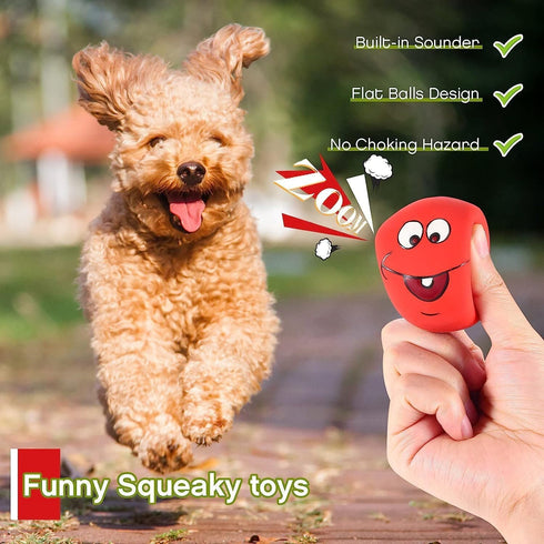 Squeaky Dog Toys, Latex Rubber Soft Chewing Toys, Squeaky Fetching Balls for Medium Small Dogs