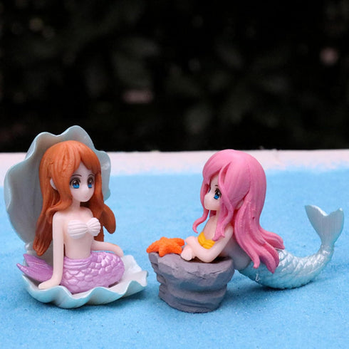 3-Pack Miniature Mermaid Fish Tank Decorations, Ornament Figurines with Simulated Seaweed Playmate