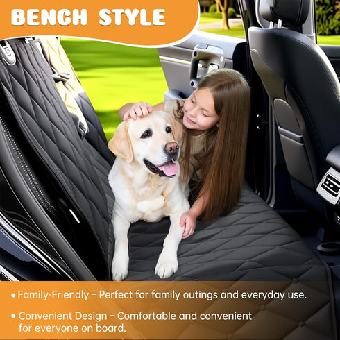 100% 600D (54" 59" Dog Car Seat Cover for Back Seat Waterproof, Long-Lasting and Soft Nonslip Backseat Dog Cover