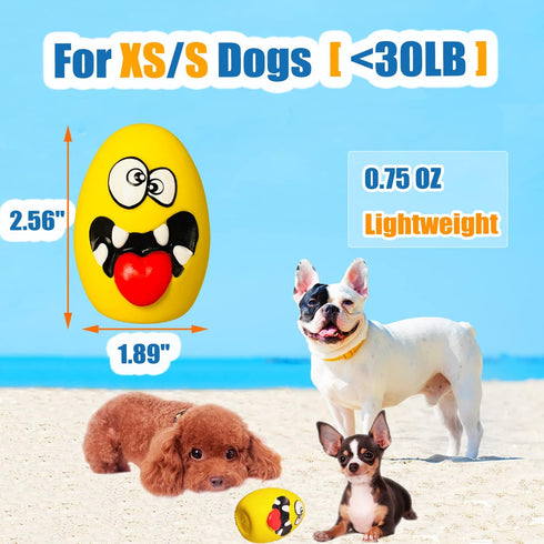 Squeaky Dog Toys for Small Dogs, Mini Dogs, Soft Latex Smile Balls, Egg Dog Toys Balls 6pcs