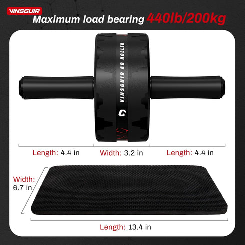 Vinsguir Ab Roller Wheel for Abdominal & Core Strength Training, Fitness Equipment with Knee Pad Accessories