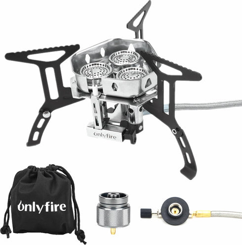 ONLYFIRE Portable Camping Gas Stove 6800W, Small Backpacking Stove with Piezo Ignition, Mini Camp Stove with Carry Bag