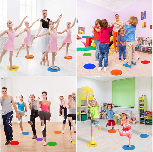 TuXHui 4" 9" 12/18/24 Poly Spots or Flat Cones Spot Markers for Gym/PE Training, Dance, Pcs Non-Slip Rubber Floor Dots