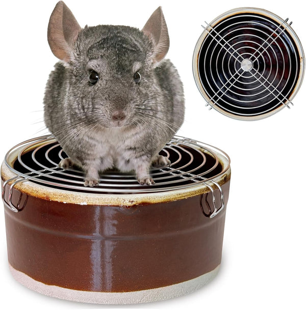 Arfubye Ceramic Chinchilla Litter Box Corner Litter Box for Small Pets Round Potty