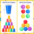 Qinyoung 228 Set Pcs Cups and Balls Game for Party, Plastic Flip Cup Stacking Game Colorful Reusable Table Tennis Ball