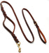 Guiding Star 6ft Double Handle Leather Dog Leash, Heavy Duty Braided for Small Medium & Large Dogs, Brown