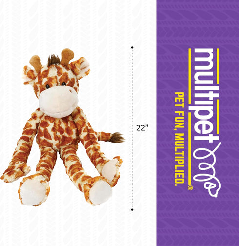 Multipet Swingin Safari Giraffe Dog Plush Toy - Squeaky, Extra Soft, Stuffed Animal for Cuddling & Playing
