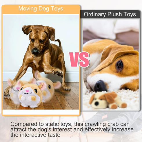 Mity Rain Interactive Dog Toys: Automatic Rolling Jumping Vibrating Wiggling Ball, Squeaky Ball with Chewable Plush