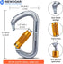 NewDoar 28KN UIAA & CE Certified Auto Climbing Carabiner - Professional Heavy Duty Caribeaner for Rappelling D-Shaped