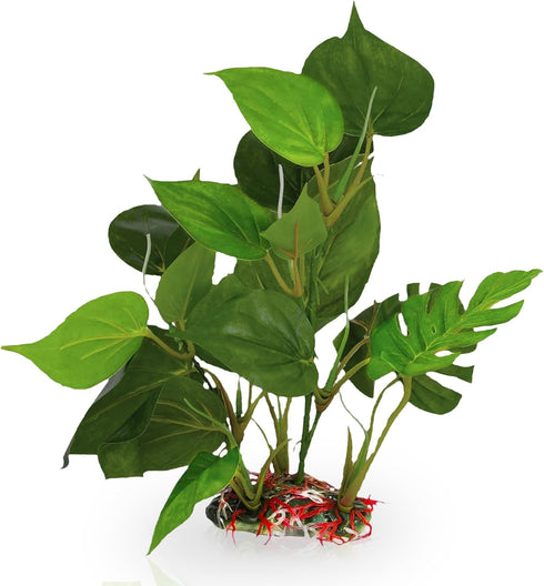 SunGrow Gecko & Reptile Tank Decor - Artificial Plant (Gecko Anubias - Plastic)