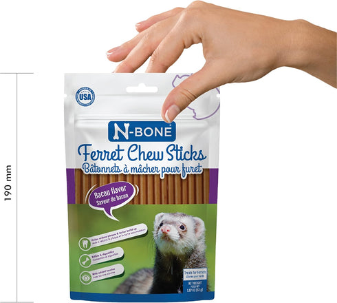 N-Bone Ferret Chew Sticks, Bacon Flavor, 1.87-oz Bag