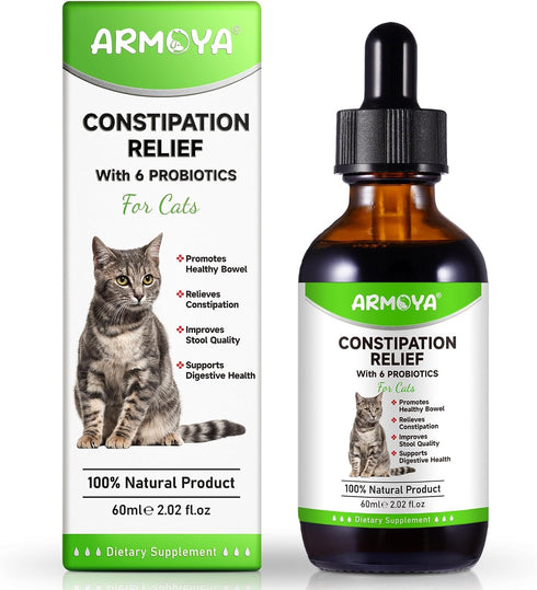 Cat Constipation Relief, 100% Natural Cat Laxative with 6 Probiotics, Promotes Digestive Health - 2 fl oz