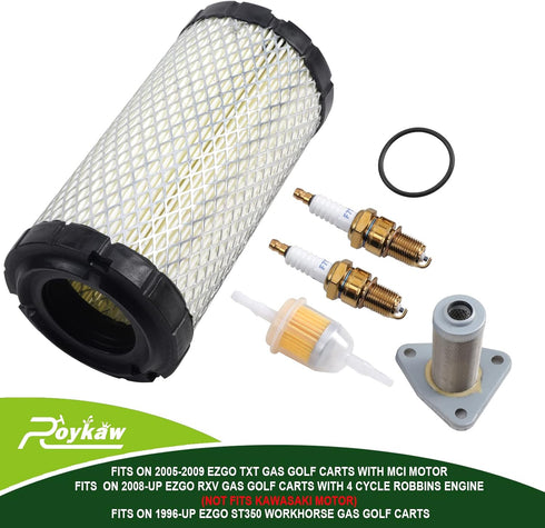 Roykaw EZGO Tune Up Kit, Air Filter, Oil Filter, Spark Plug for Golf Cart Models